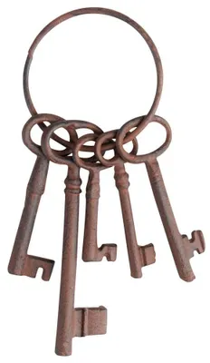 Gusseiserner Schlüsselanhänger, Vintage, braun, 8,9x4,3x22,5 cm