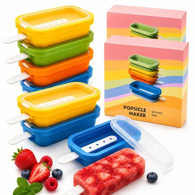 Produktbild von Formen für Eis am Stiel und Eis – Silikon – 95 ml – Set mit 8 Stück