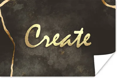 Produktbild von MuchoWow® Poster Zitat - Kreativ - Gold - Schwarz 120x80 cm - Bilder