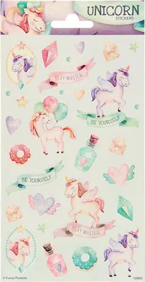 Produktbild von 1 Bogen Einhorn Papier Sticker mit Glitzer