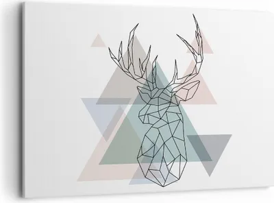 Produktbild von Bild auf Leinwand - Leinwandbild - Hirsch Abstraktion - 100x70cm - Wand Bild - Wanddeko - Leinwanddruck - Bilder - Kunstdruck - Wanddekoration - Leinwand bilder - Wandkunst - AA100x70-3909