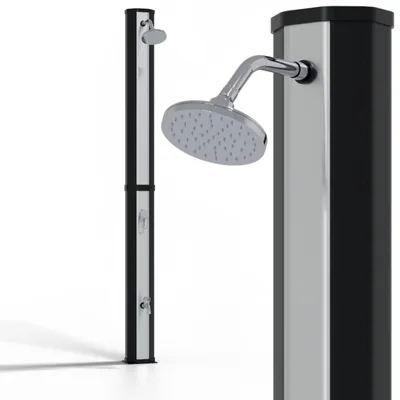 Produktbild von Solardusche 35L eckig Schwarz/Silber Pooldusche Campingdusche Gartendusche Outdoor Fußdusche Universal Stromlos