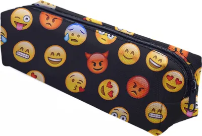 Produktbild von Mäppchen Federtasche Schlamperbox Federmäppchen Schüleretui Stiftemappe Schwarz Emoji Black [008]