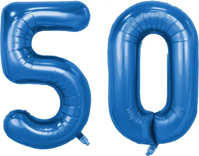 Produktbild von Folienballon 50. Zahlen Set, Blau, 80 cm, für Luftbefüllung