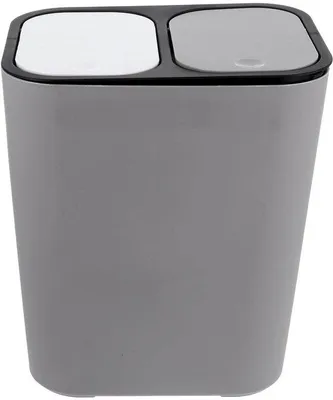 Image de Conteneurs de recyclage en plastique avec couvercle rabattable - Poubelle double compartiment - Boîte à déchets compacte - Poubelle - Conteneur à déchets à double compartiment