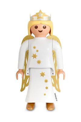 A Playmobil angel figure is shown standing against a white background.