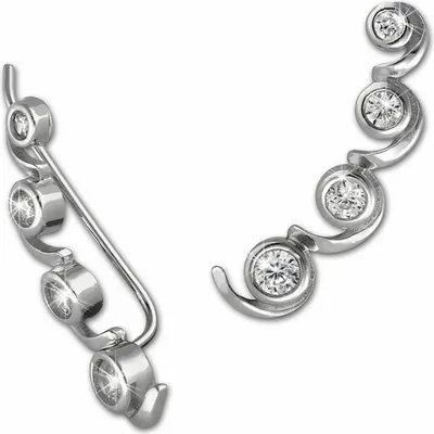 Produktbild von SilberDream weiß Ohrringe Ear Cuff Welle Zirkonia 925 Silber Ohrklemmen GSO417W