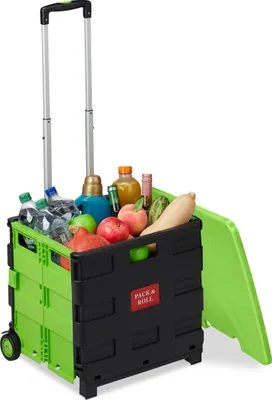 Produktbild von relaxdays Skladací nákupný vozík s vekom