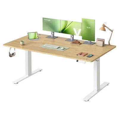 Produktbild von VASAGLE Höhenverstellbarer Schreibtisch, 160 cm, USB-C-Anschluss, Ablage für Steckdosenleiste, Erinnerung bei langem Sitzen, 3 Speichertasten