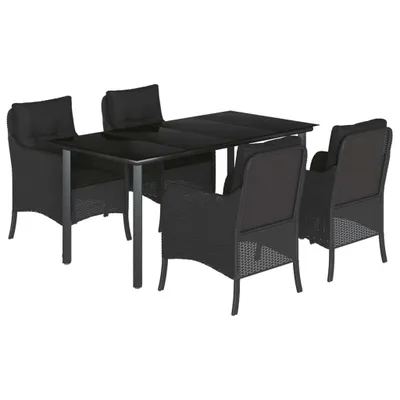 Immagine prodotto di vidaXL set da pranzo da giardino a 5 pezzi con cuscini in rattan nero