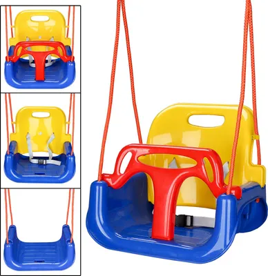 Immagine prodotto di Izrielar Altalena multifunzionale per bambini in PVC, altalena 3 in 1 con schienale e barra di sicurezza