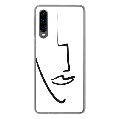 Produktbild von MuchoWow® Handyhülle Schutzhülle Hülle für Huawei P30 Gesicht - Frau - Minimalismus Silikon Softcase Handy Hülle - Kartenbesitzer