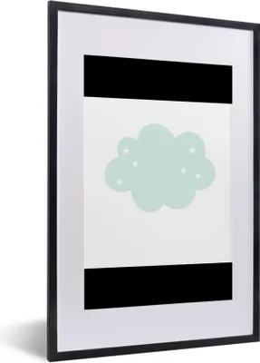Produktbild von MuchoWow® Gerahmtes Poster Wolke - Sterne - Pastell - Kinder - Baby 40x60 cm - Poster mit Schwarzem Bilderrahmen Wandposter Rahmen Foto Bilder - Poster in Rahmen