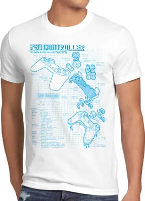 Produktbild von style3 PS1 Controller Blaupause Herren T-Shirt PS gamepad konsole classic gamer