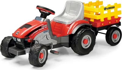 Produktbild von PEG Perego Tret-Traktor Mini Tony Tigre mit Anhänger Farbe: rot-schwarz-grau-gelb
