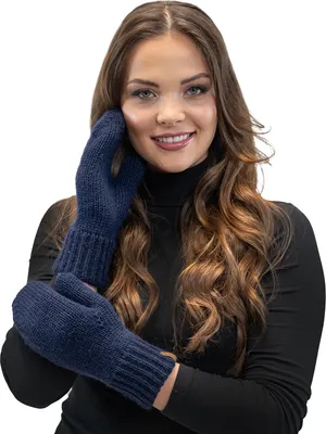 Image de Vivisence Gants à deux doigts pour femmes Gants chauds d'hiver Accecoires 7015R, bleu marine, taille unique