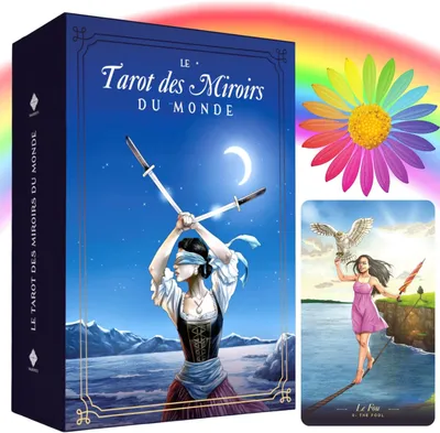 Productafbeelding van Tarot - Tarot van de spiegel van de wereld - 78 kaarten + boekje - 200 pagina's in het Frans - Koppel jezelf
