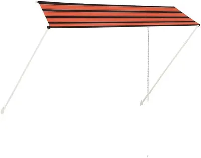 Produktbild von Einziehbare Markise 350×150 cm Orange und Braun handbetrieben UV- und wasserbeständig für Terrasse Balkon Garten