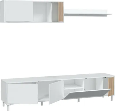 Immagine prodotto di Dmora Parete Attrezzata Banari 40x200x45h cm Bianco, 9 Vani 5 Ante