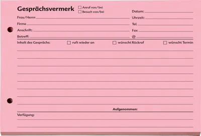 Produktbild von SoldanPlus Gesprächsvermerk 1201400 DIN A5 quer 100Blatt rot