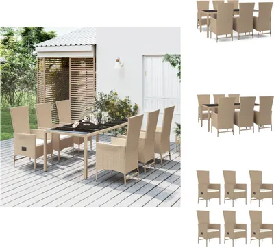 Produktbild von vidaXL 7-tlg. Garten-Essgruppe mit Kissen Beige Poly Rattan -  Gartenstühle