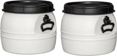 Produktbild von 2 x 30 Liter weiß Futtertonne Weithalsfass mit Drehdeckel Transporttonne Fass mit Schraubdeckel