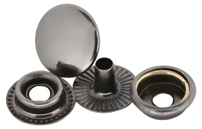 50 Stk Druckknopf ROSTFREI rund Verschlüsse Schnappknopf Metall anthrazit Ring-Feder 12,5mm