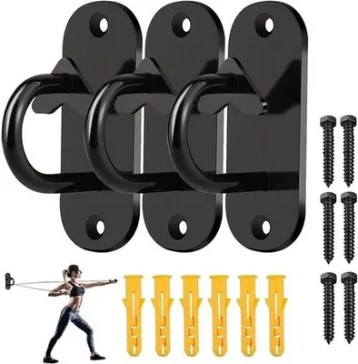 Produktbild von Stahlschraubenhalter für Zugbänder - Übungen - Wandhalter für Zugbänder - Zugbänder - Scharniereisen - 150 kg - Zugband - Widerstand - Krafttrainingausrüstung - Heimtraining