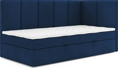 Produktbild von MR GROUP Boxspringbett DENIS MAX 100x200 rechts Kinderbett Jugendbett Einzelbetten Bett Stauraum Polsterbett Matratze TopperH3 Schlafzimmer dunkelblau