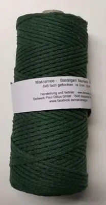 Immagine prodotto di Filato per macramè Filato di cotone per macramè Filato per l'artigianato TANNENGRÜN 150 metri 2 mm ABROGATO