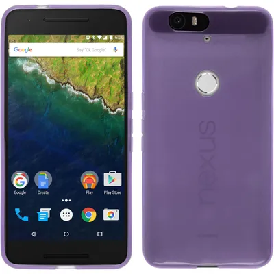 Produktbild von PhoneNatic Case kompatibel mit Google Nexus 6P - lila Silikon Hülle transparent + 2 Schutzfolien