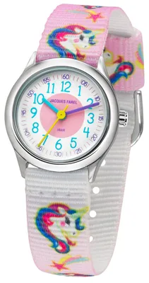 Produktbild von JACQUES FAREL HCC042 Einhorn Uhr Mädchen Kinderuhr Lederarmband rosa
