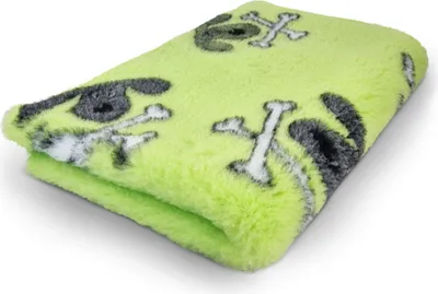 Produktbild von Vet Bed Hundedecke mit Antirutschbeschichtung Crossbones limettengrün 150 x 100 cm