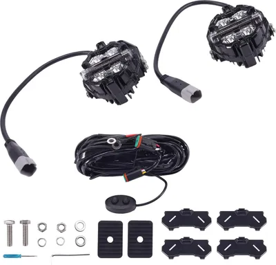 Imagen del producto de Barra de luces LED para todoterreno, redonda, de 3,5 pulgadas, blanca y ámbar, con función de luz diurna y diseño lateral