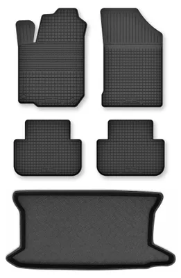 Produktbild von Gummimatten + Kofferraumwanne für Toyota Yaris II 2005-2008 (Schrägheck, 5-Türer) – Schwarz, Semi-Universal, angepasst – Wielganizator Semi-Universal