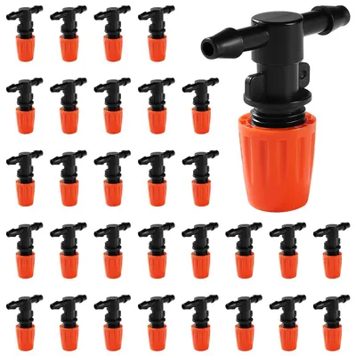Productafbeelding van 30 Stuks 1/4 Inch Verstelbare Irrigatie Druppelsproeiers voor Tuin, Oranje