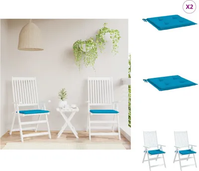 Image de vidaXL Coussin pour chaise de jardin 2 pcs. Bleu 50x50x3 cm Tissu Oxford - Coussin d'assise