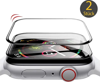 Produktbild von 2x Schutzfolie für Apple Watch Series 6 / 5 / 4 / SE 40mm 10D gebogen vollklebend Acryl Glas
