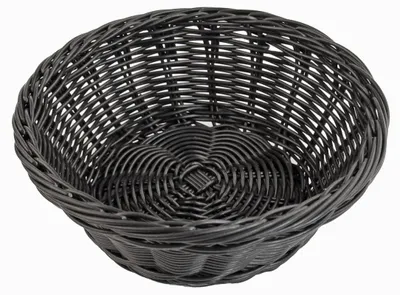 Produktbild von Schwarzer Brotkorb in Weidengeflechtoptik aus Polypropylen, spülmaschinenfest, Ø 210 mm