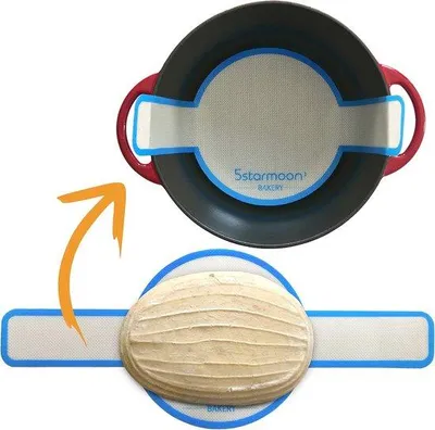 Produktbild von Famanu Silikon Brotsling für Dutch Oven - Wiederverwendbare Backmatte - Hitzebeständige Ofenunterlagen - Lange Griffe - Antihaft-Silikon