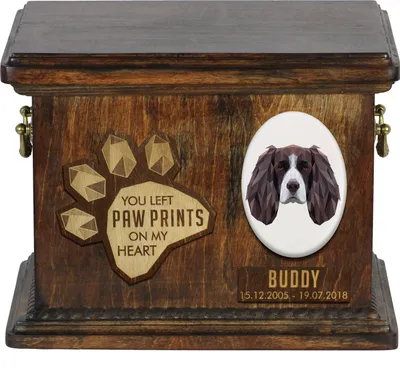 Productafbeelding van Engelse springer spaniel - Asbak voor as van een hond, gepersonaliseerde asbak met gravure, herdenkingsdoos voor as van een hond, merk Art-Dog