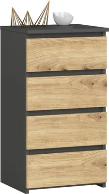 Produktbild von Kommode AKORD CL4 Graphitgrau 40 cm 4 Schubladen Front Eiche Artisan B40 x H74 x T35 cm