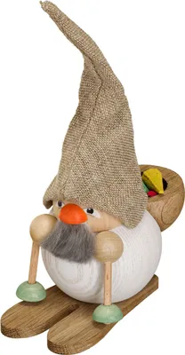 Obrázek produktu pro Kouřící figurka - lesní trpaslík na lyžích