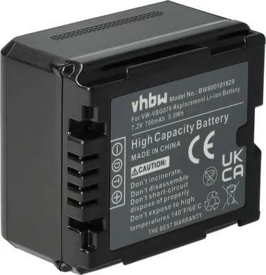 Produktbild von vhbw Akku Ersatz für Panasonic VW-VBG260, DMW-BLA13, VW-VBG070, VW-VBG130, DMW-BLA13E für Videokamera Camcorder (700 mAh, 7,2 V, Li-Ion) + Infochip