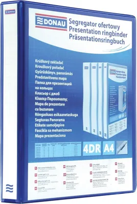 Obrázok produktu pre DONAU – personalizovateľný krúžkový pořadač, PP, formát A4, 4 D-krúžky 16 mm, modrý