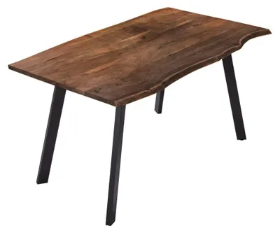 Produktbild von Esstisch Baumkante massiv Akazie nussbaumfarben 200 x 100 cm schwarz LAXMI