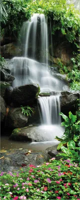 Produktbild von Wallario selbstklebendes Poster - Sturzbach im Grünen, Größe: 80 x 200 cm