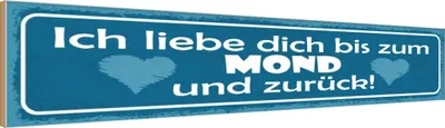 Produktbild von vianmo Holzschild 10x46 cm ich liebe dich bis zum Mond Dekoration