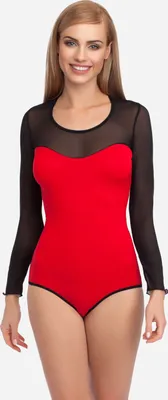 Image de Body à manches longues pour femme Merry Style VBD15 (rouge/noir, taille S)