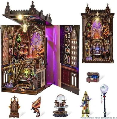 Immagine prodotto di Habarri | Libreria fai da te - Lo Zodiaco mistico - Puzzle 3D - Kit casa in miniatura con mobili e luce LED - Kit libreria
